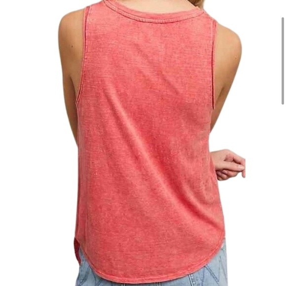 Anthro Maeve Tie Front Burnout Coral Tank - Picture 2 of 5
